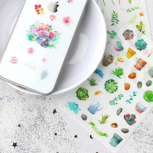 مجموعة ملصقات شفافة من مادة PVC للنباتات الخضراء، نباتات عصارية بوعاء، صبار حجري لطيف، أوراق زهور، زهور فاكهة طبيعية، ملصقات قرطاسية لاصقة، ملصقات زخرفية لألبوم سجل القصاصات، يوميات in Kuwait