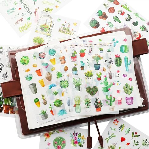 مجموعة ملصقات شفافة من مادة PVC للنباتات الخضراء، نباتات عصارية بوعاء، صبار حجري لطيف، أوراق زهور، زهور فاكهة طبيعية، ملصقات قرطاسية لاصقة، ملصقات زخرفية لألبوم سجل القصاصات، يوميات in Kuwait
