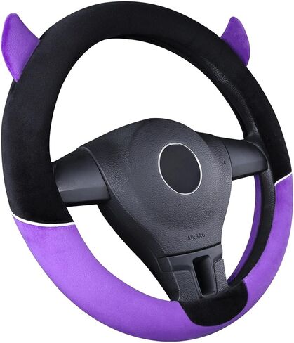 Cute Devil Horns Car Steering Wheel Covers Plush Steering Covers for Women, Universal Fit 15 Inch,Anti-Slip & Odor-Free (Pink) in Saudi Arabia