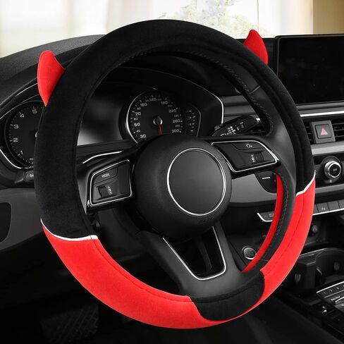 Cute Devil Horns Car Steering Wheel Covers Plush Steering Covers for Women, Universal Fit 15 Inch,Anti-Slip & Odor-Free (Pink) in Saudi Arabia