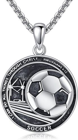 قلادة كرة القدم VENACOLY من الفضة الإسترلينية عيار 925 لكرة القدم قلادة رياضية لكرة القدم هدية للرجال in Kuwait