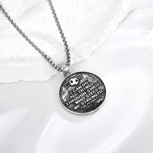 قلادة كرة القدم VENACOLY من الفضة الإسترلينية عيار 925 لكرة القدم قلادة رياضية لكرة القدم هدية للرجال in Kuwait