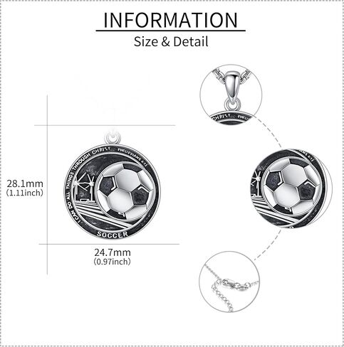 قلادة كرة القدم VENACOLY من الفضة الإسترلينية عيار 925 لكرة القدم قلادة رياضية لكرة القدم هدية للرجال in Kuwait