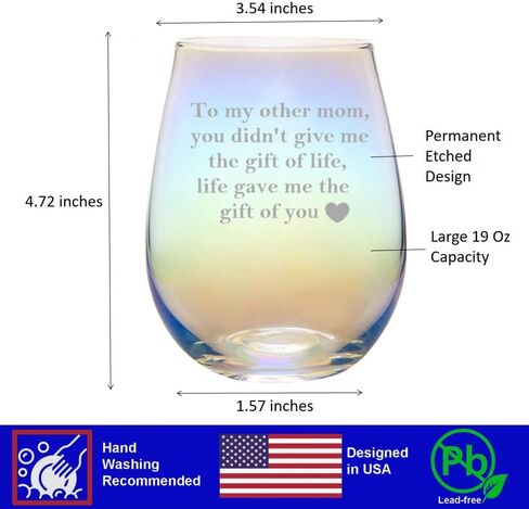 Mothers Day Gifts for Bonus Mom, To My Other Mom, Life Gave Me the Gift of You Rainbow Wine Glass, Mothers Day Gifts for Bonus Mom in Kuwait