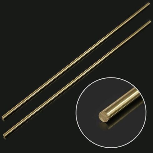 Glarks 2Pcs 6mm x 356mm Brass Straight Solid Round Rod Lathe Bar Stock for DIY RC Model Car, RC Helicopter Airplane, Model Ship (6mmx356) in Saudi Arabia
