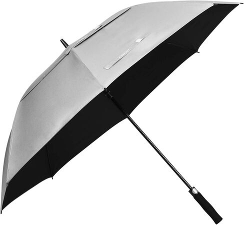 54“ & 62" & 68" Windproof Large Vented Canopy Golf Umbrella, UPF 50+ Patio Umbrella, Sun Rain UV Protection Rain Umbrella | Keep You Cool (Silver, 54") in Kuwait