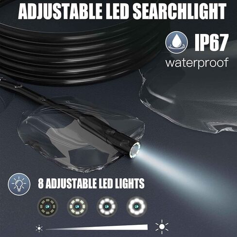 Endoscope Camera with Light, Industrial Borescope, Snake Camera with 1080 HD 5.5mm IP67 Waterproof Inspection Camera, Drain Camera 8 LED Lights 11.5ft Semi-Rigid Cord 2.4 "LCD and 32GBCard in Saudi Arabia