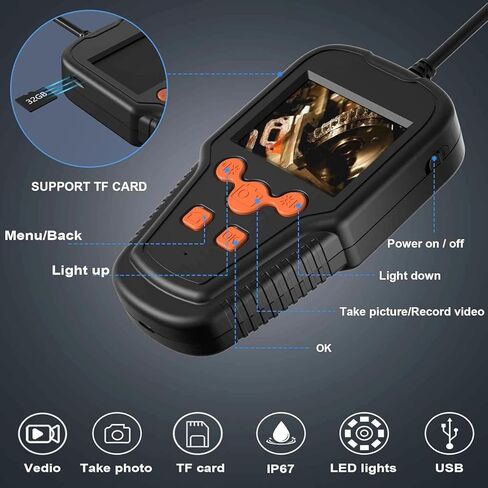 كاميرا المنظار مع ضوء، منظار صناعي، كاميرا ثعبان مع 1080 HD 5.5 مم IP67 كاميرا فحص مقاومة للماء، كاميرا تصريف 8 مصابيح LED، سلك شبه صلب 11.5 قدم، شاشة LCD 2.4 بوصة وبطاقة 32 جيجابايت in Kuwait