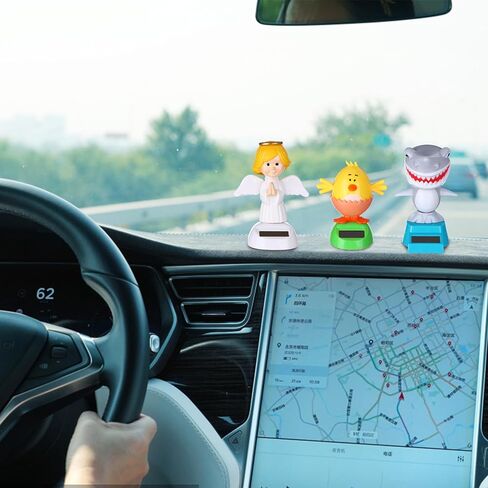 6 Pcs Solar Powered Dancing Animal Dolls Swinging Animated Bobble Dancer Window Sun Catcher Car Decor Portable Suncatchers,Frog Angel Shark Flamingo Home Car Ornament Kids Toys Gifts in Kuwait