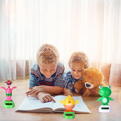 6 Pcs Solar Powered Dancing Animal Dolls Swinging Animated Bobble Dancer Window Sun Catcher Car Decor Portable Suncatchers,Frog Angel Shark Flamingo Home Car Ornament Kids Toys Gifts in Kuwait