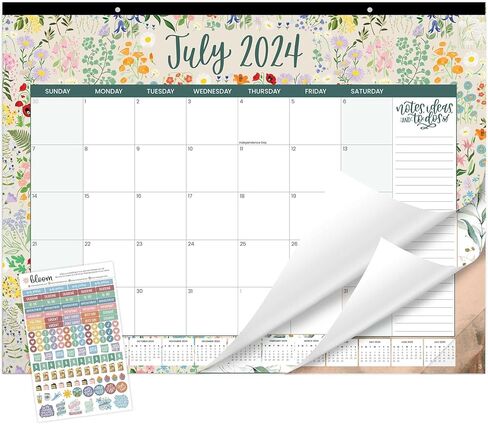 bloom daily planners 2024-2025 Academic Desk Calendar - 21" x 16" Large Monthly Organizer Pad with Stickers (July 2024 - July 2025) Desktop Blotter - Seasonal in Saudi Arabia