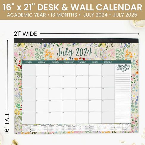 bloom daily planners 2024-2025 Academic Desk Calendar - 21" x 16" Large Monthly Organizer Pad with Stickers (July 2024 - July 2025) Desktop Blotter - Seasonal in Saudi Arabia