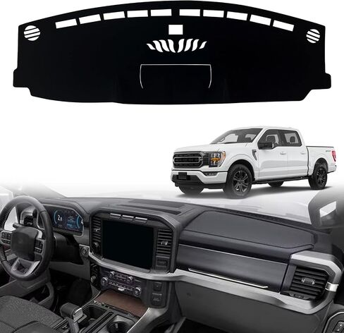 Dashboard Dash Board Cover Mat Pad Carpet Non-Slip Custom Compatible with Ford F150 2021 2022 2023 Protector Sunshield (Black Trim) in Saudi Arabia