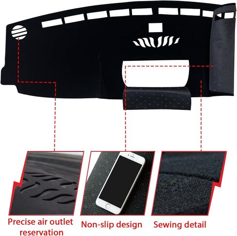 Dashboard Dash Board Cover Mat Pad Carpet Non-Slip Custom Compatible with Ford F150 2021 2022 2023 Protector Sunshield (Black Trim) in Saudi Arabia