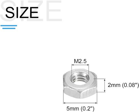 Hex Nuts Assortment Kit (M2.5-0.45 Hex Nuts with M2.5 Flat Washers & Split Lock Washers) 150Pcs, 304 Stainless Steel Hexagon Nut Hardware Kit in Saudi Arabia