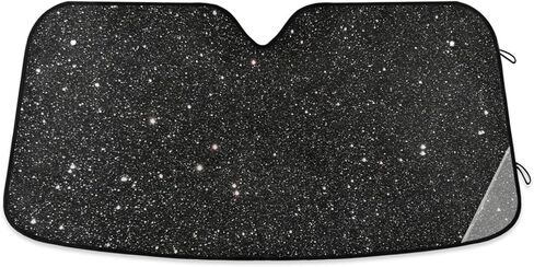 مظلة شمسية للزجاج الأمامي للسيارة بطباعة بلينغ سوداء قابلة للطي من الأشعة فوق البنفسجية وواقي من الشمس للحفاظ على برودة سيارتك (55 بوصة × 27.6 بوصة) in Kuwait