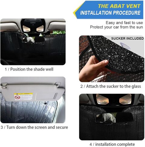 مظلة شمسية للزجاج الأمامي للسيارة بطباعة بلينغ سوداء قابلة للطي من الأشعة فوق البنفسجية وواقي من الشمس للحفاظ على برودة سيارتك (55 بوصة × 27.6 بوصة) in Kuwait