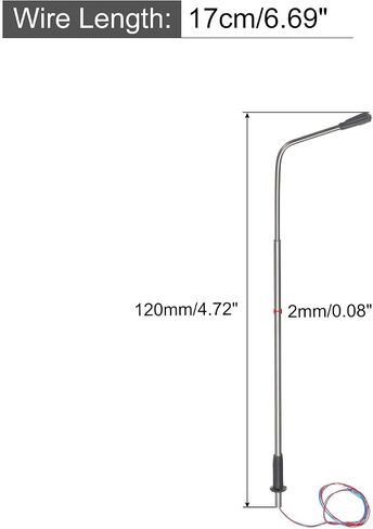 MECCANIXITY نموذج قطار السكك الحديدية مصباح عمود 4.7 "أبيض 1: 100 مقياس LEDs جديد 3V لمشروع DIY الإبداعي نظام المرور نموذج معدني بسيط ضوء الشارع، حزمة من 2 in Saudi Arabia