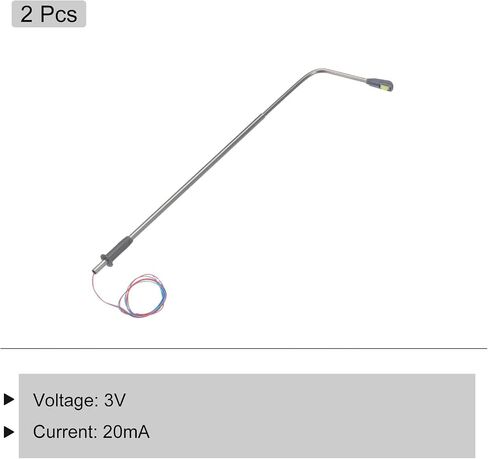 MECCANIXITY نموذج قطار السكك الحديدية مصباح عمود 4.7 "أبيض 1: 100 مقياس LEDs جديد 3V لمشروع DIY الإبداعي نظام المرور نموذج معدني بسيط ضوء الشارع، حزمة من 2 in Saudi Arabia