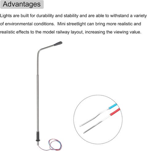 MECCANIXITY نموذج قطار السكك الحديدية مصباح عمود 4.7 "أبيض 1: 100 مقياس LEDs جديد 3V لمشروع DIY الإبداعي نظام المرور نموذج معدني بسيط ضوء الشارع، حزمة من 2 in Saudi Arabia