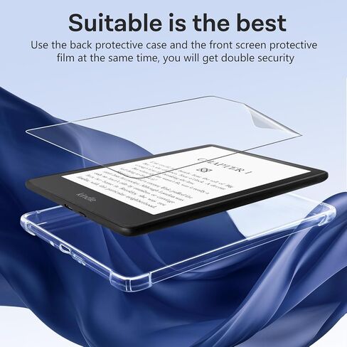 CoBak Clear Case and 3 Pcs Screen Protector for 6.8" All-New Kindle Paperwhite 11th Gen 2021 & Signature Edition - Lightweight, Scratch-Proof Silicone Back Cover, Clear in Saudi Arabia