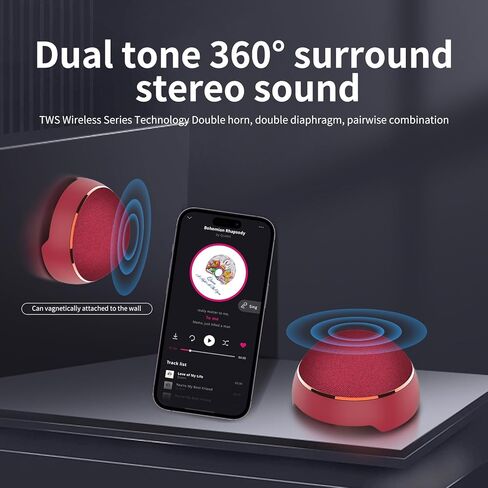 Portable Bluetooth Speaker - 360°Loud Sound, Bluetooth 5.3, TWS Stereo Sound, Magnetic Speaker, TWS Pairing,15H Playtime, Compact Mini Size, Creative Gifts - Wine Red in Saudi Arabia