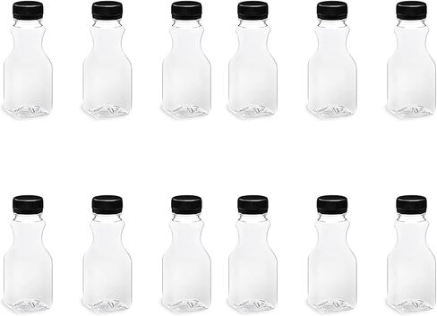 8 Oz Square Plastic Bottles with Caps 6 of Pack Juice Containers With Lids For Fridge Reusable Juicing Bottles Smoothie Bottle Empty Plastic Juice Bottles Drink Containers With Lids Clear Bottles in Saudi Arabia