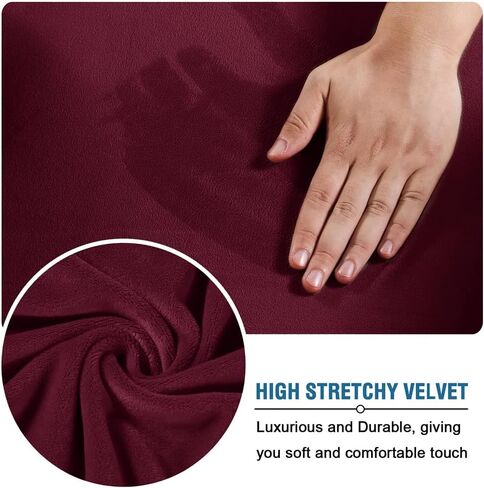 Square Ottoman Slipcover Stretch Velvet Folding Storage Stool Furniture Protector Stretch Ottoman Cover with Elastic Bottom Machine Washable (Burgundy) in Saudi Arabia