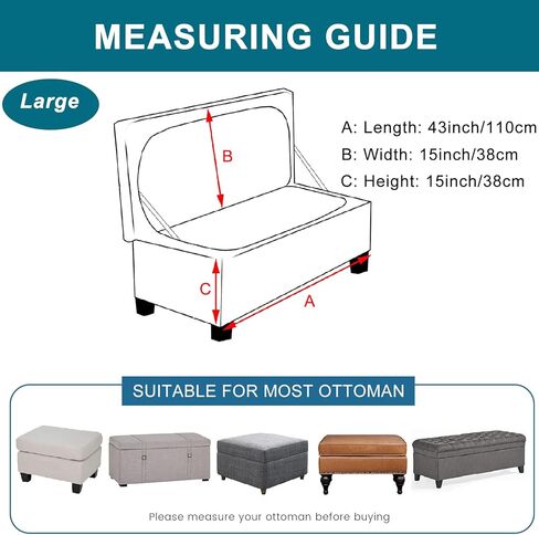 KRFOONN Rectangle Ottoman Covers Stretch Folding Storage Ottoman Bench Cover Printed Storage Ottoman Folding Footrest Stool Slipcover Furniture Protector for Living Room Bedroom Bench (Large, 02) in Kuwait