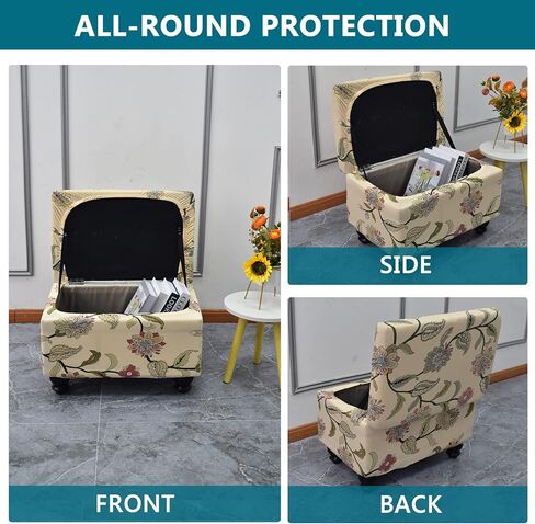 KRFOONN Rectangle Ottoman Covers Stretch Folding Storage Ottoman Bench Cover Printed Storage Ottoman Folding Footrest Stool Slipcover Furniture Protector for Living Room Bedroom Bench (Large, 02) in Kuwait