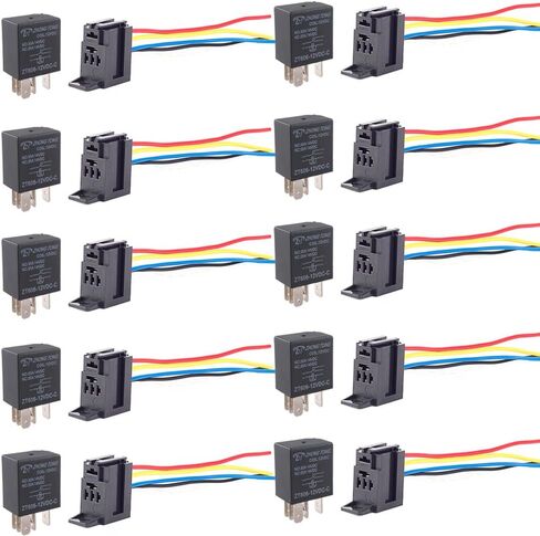 ESUPPORT سيارة الثقيلة التتابع التبديل 12 فولت 30A SPST 4Pin سلك المقبس التوصيل تسخير مقاوم للماء السيارات الكهربائية حزمة من 10 in Saudi Arabia