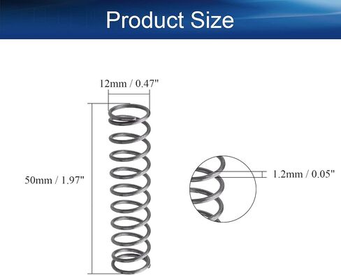 Yinpecly Compressed Spring,Spring Steel Small Coiled Extension Spring for Ball Pen Wire Dia 1.2mm OD 12mm Length 50mm 10Pcs in Saudi Arabia