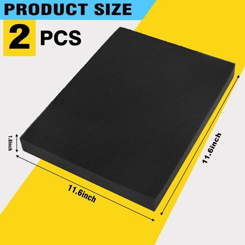 ورقة إسفنجية من البولي يوريثين مقاس 30.48 × 30.48 × 1.5 بوصة، قطعتان من حشوات الفوم السوداء القابلة للقص للحافظات - وسادات إسفنجية لتعبئة صندوق الأدوات وتخزين الكاميرا والحرف اليدوية in Kuwait