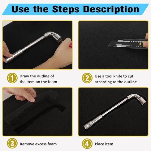 ورقة إسفنجية من البولي يوريثين مقاس 30.48 × 30.48 × 1.5 بوصة، قطعتان من حشوات الفوم السوداء القابلة للقص للحافظات - وسادات إسفنجية لتعبئة صندوق الأدوات وتخزين الكاميرا والحرف اليدوية in Kuwait