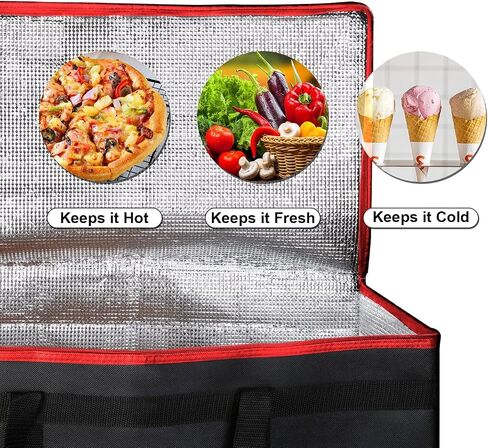 10 Pack Black Red Insulated Food Delivery Bag Cooler Bags Keep Food Warm Catering Therma for doordash Catering Cooler Bags Keep Food Warm Catering Therma for doordash Catering Shopper hot XXXL black in Saudi Arabia