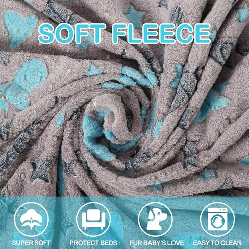 1 Pack 3 Blankets,Dog Throw Blanket Glow in The Dark,Soft Flannel Blanket for Dog Puppy Cat Kitten. in Saudi Arabia