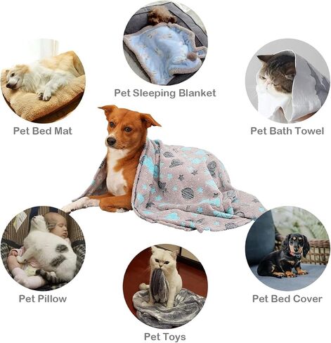 1 Pack 3 Blankets,Dog Throw Blanket Glow in The Dark,Soft Flannel Blanket for Dog Puppy Cat Kitten. in Saudi Arabia