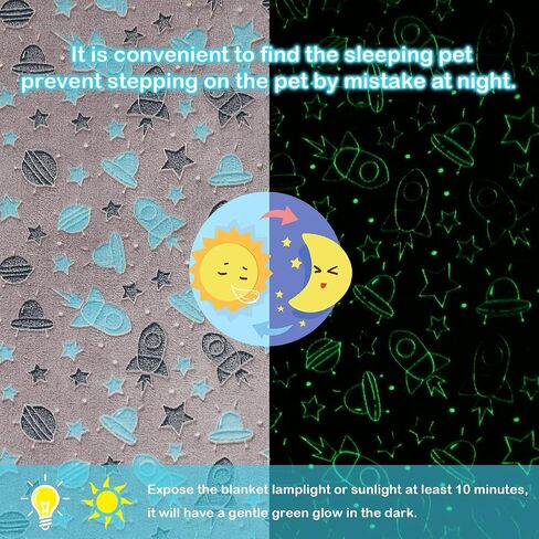 1 Pack 3 Blankets,Dog Throw Blanket Glow in The Dark,Soft Flannel Blanket for Dog Puppy Cat Kitten. in Saudi Arabia