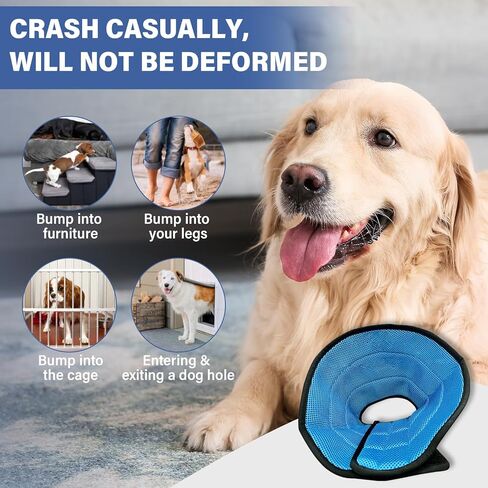 طوق مخروطي ناعم للكلاب بعد الجراحة، مخروطي للكلاب قابل للتنفس للكلاب المتوسطة، طوق خفيف الوزن قابل للتعديل لإيقاف اللعق in Kuwait