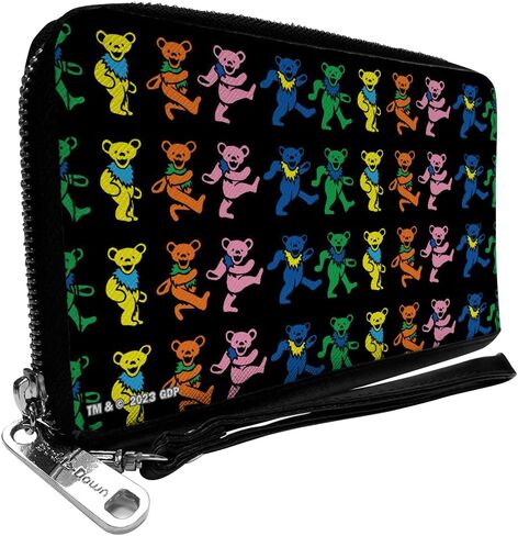 Grateful Dead Wallet, Zip Around, Dancing Bears Black Multi Color, Vegan Leather in Saudi Arabia