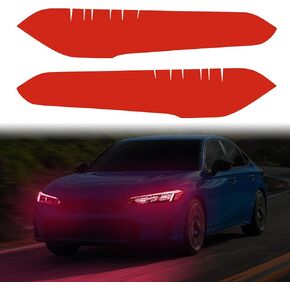 زوج واحد من أفلام الفينيل الأمامية من TOMALL، لون دخاني متوافق مع Honda 11th Gen Civic 2022-2025+ غلاف ناقل الحركة الضوئي الخارجي ذاتي اللصق لتزيين الملصقات (أحمر) in Kuwait