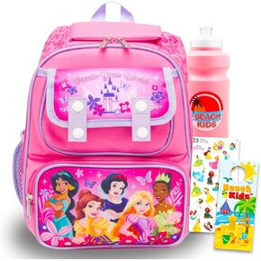 Disney Princess Mini Backpack for Girls - Bundle with 12" School Bag Featuring Snow White, Tiana, Rapunzel, More Plus Water Bottle, Stickers | Disney Princess Small Backpack for Kids, Toddlers in Kuwait