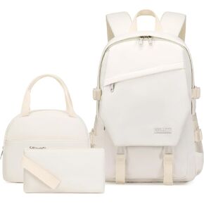 School Backpack for Girls Backpacks with Lunch Box Kids Backpack Set Bookbag School Girls Boys Backpacks (Beige) in Saudi Arabia