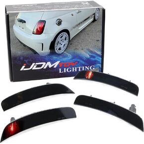iJDMTOY 4pc-Set Clear/White Lens Front & Rear Wheel Arch Side Marker Lamp Housings w/Amber & Red Incandescent Bulbs, Compatible With 2012-2019 Fiat 500 Abarth/GQ Models in Kuwait
