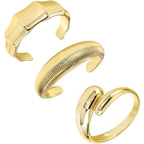 3PCS Chunky Gold Cuff Bangle Bracelets For Women Trendy Irregula Open Bangle Bracelets Set Gold Statement Minimalist Jewelry for Women in Kuwait