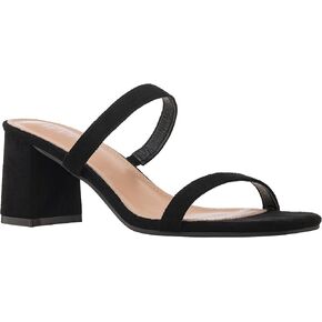 صندل نسائي من ILLUDE بكعب سميك وحزام مزدوج ومقدمة مربعة وكعب سهل الارتداء - Lisa in Kuwait