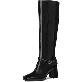 MUCCCUTE Knee High Boots for Women - Black White Brown Burgundy Fall Boots for Women - Square Toe Chunky Block Heel Boots Side Zipper Fashion Tall Long Boots for Ladies in Saudi Arabia