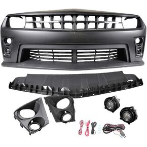 Front Bumper Cover Compatible With 2010-2013 Chevy Camaro, Front Bumper Coversion Replacement Unpainted Black With Daytime Running Light PP by IKON MOTORSPORTS, 2011 2012 in Kuwait