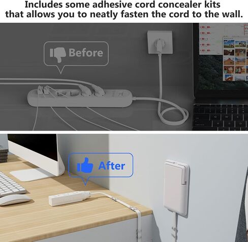 10 Outlet Power Strip with USB, HICITY Flat Plug Power Strip with 10 AC Outlet, 3 USB Ports, 6.5 FT Extension Cord, Multiple Outlet with Switch On/Off, Desk Charging Station for Home Office Dorm Room in Saudi Arabia