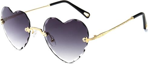 Rimless Heart Sunglasses for Women Girls Trendy Heart Shaped Glasses Cute Love Sun Glasses in Kuwait